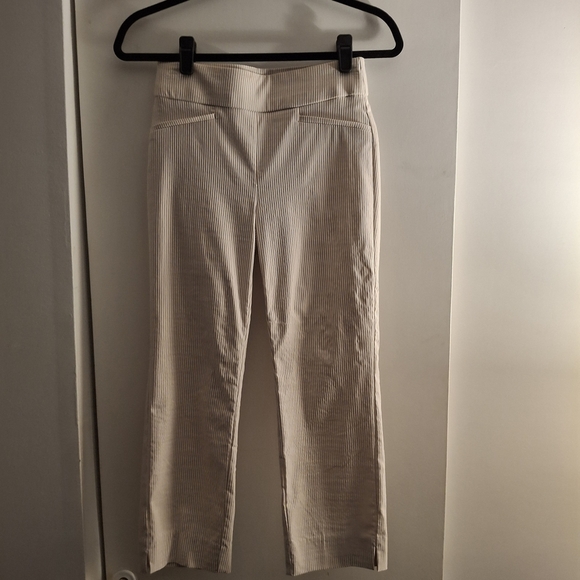 Elle Cream Pinstripe Cropped Women's Pants - Picture 1 of 10